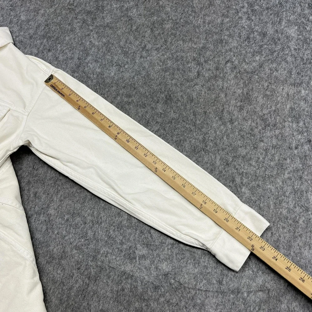 PISTOLA Dress Womens S Cream White Denim Shirt Dress Long Sleeve Raw Hem Utility